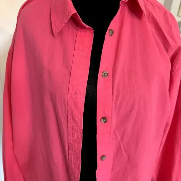 Women's Oversized Pink Button Down Blouse Size Small - Picture 3 of 5
